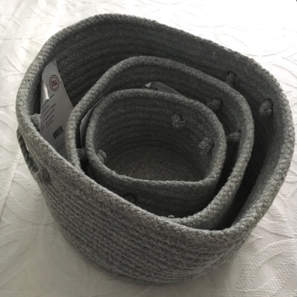 light Gray Wool Braided Soft Storage Baskets Set - Picture 2 of 6